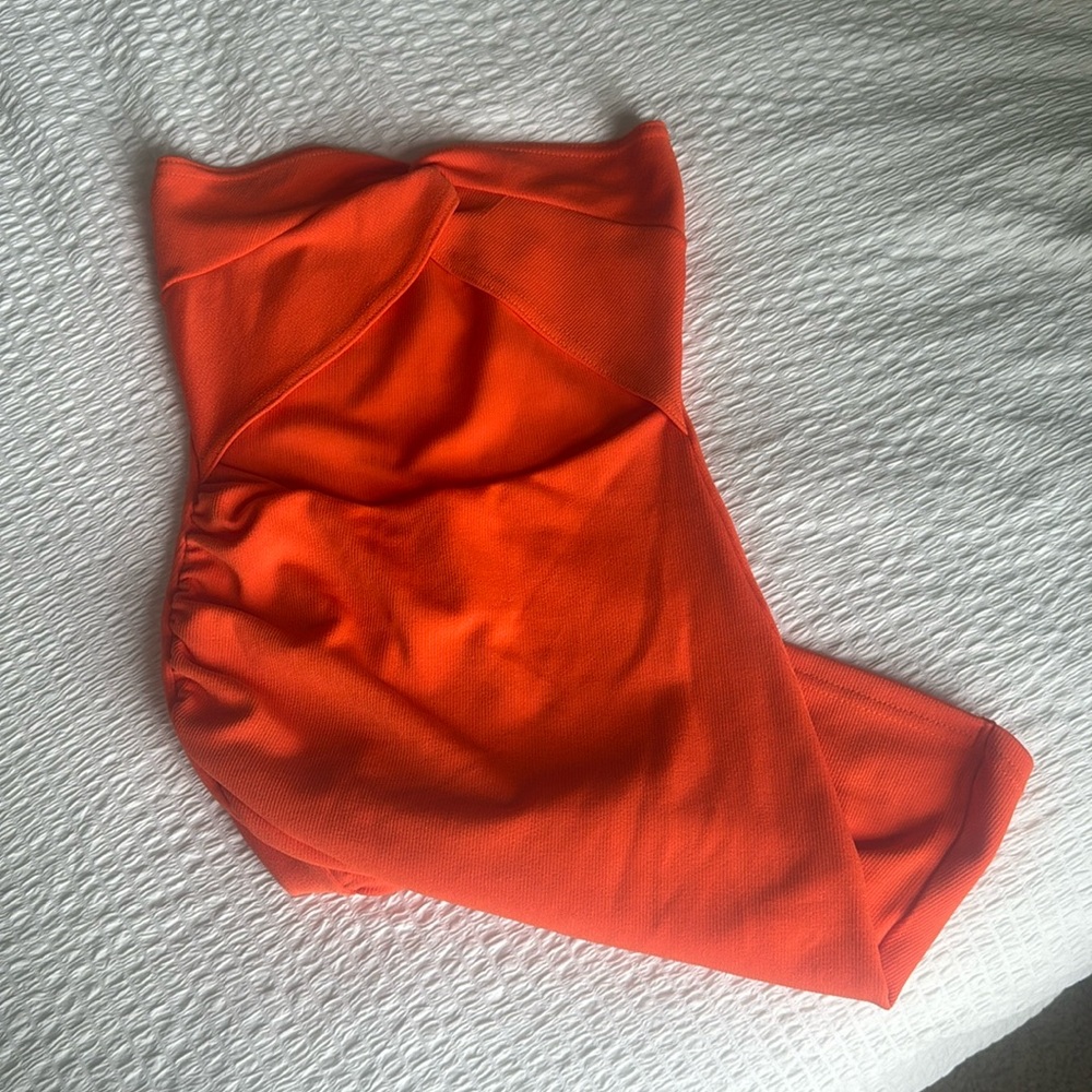 PrettyLittleThing Orange Cut Out Mini Dress